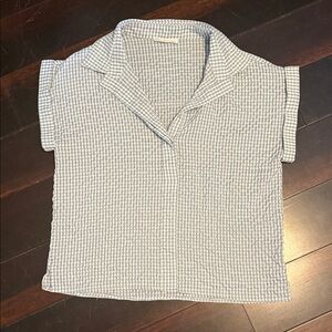 Carly Jean Los Angeles Blue and White Checkered Blouse